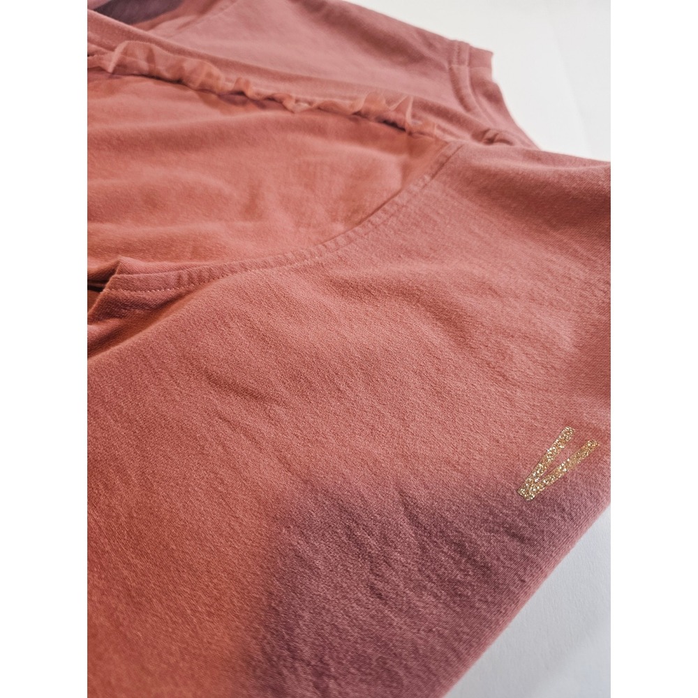 Victoria Sport Sweatshirt Women S Mauve Pink Ruffle Sleeve Glitter Logo - Picture 8 of 8